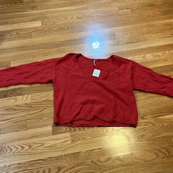 NWT Free People Harmony Cashmere V Sweater in Red. Size Small - Picture 7 of 15